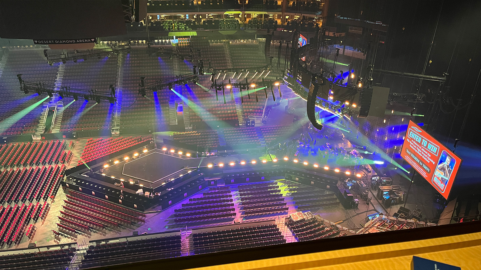 Large concert at the Gilla River Arena in Glendale, AZ.  Stage, lighting, audio