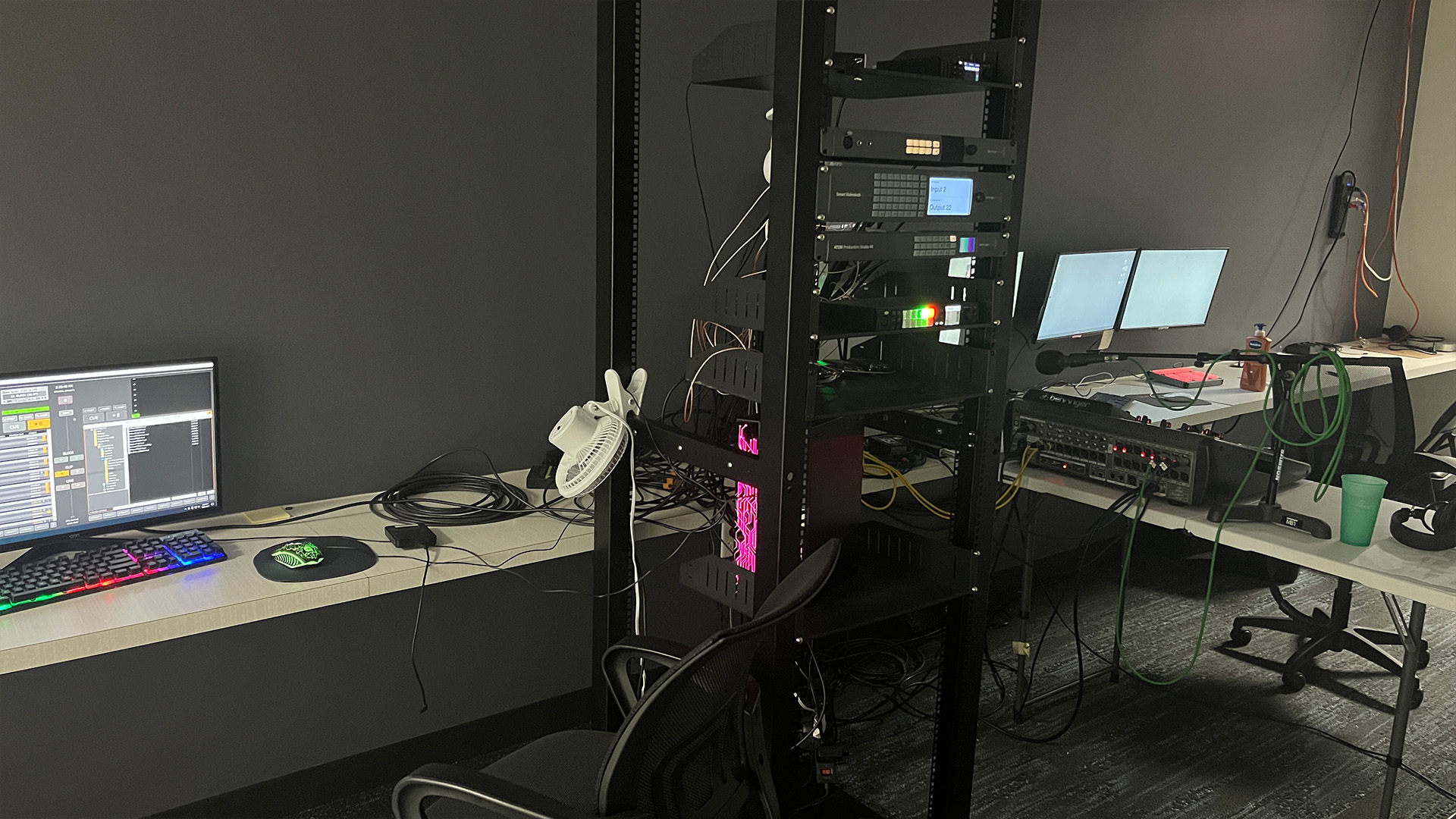 Behind-the-scenes production of a WTSMTV control room