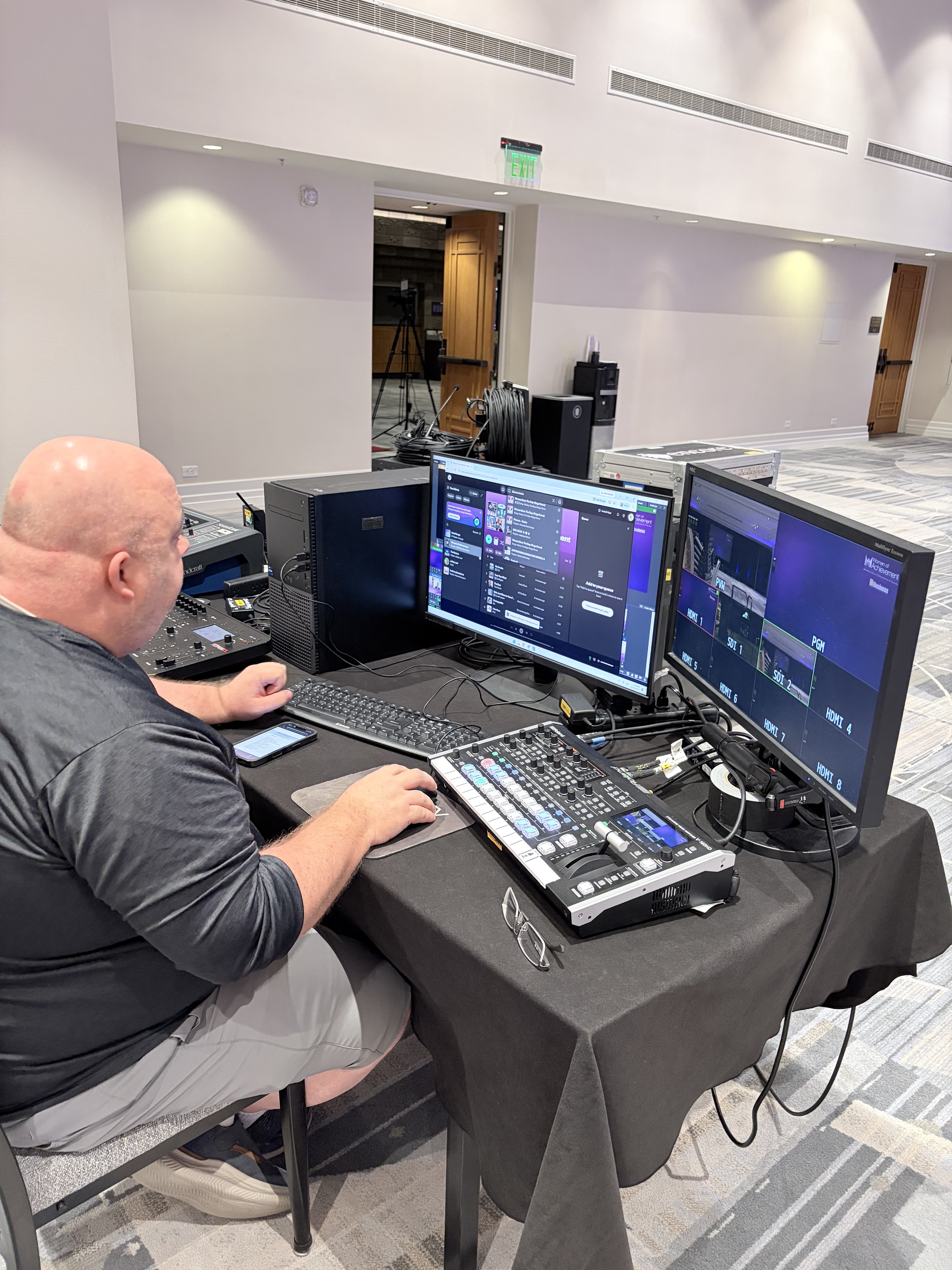 Women of Achievement tech booth and IMAG control setup at the Arizona Biltmore Resort